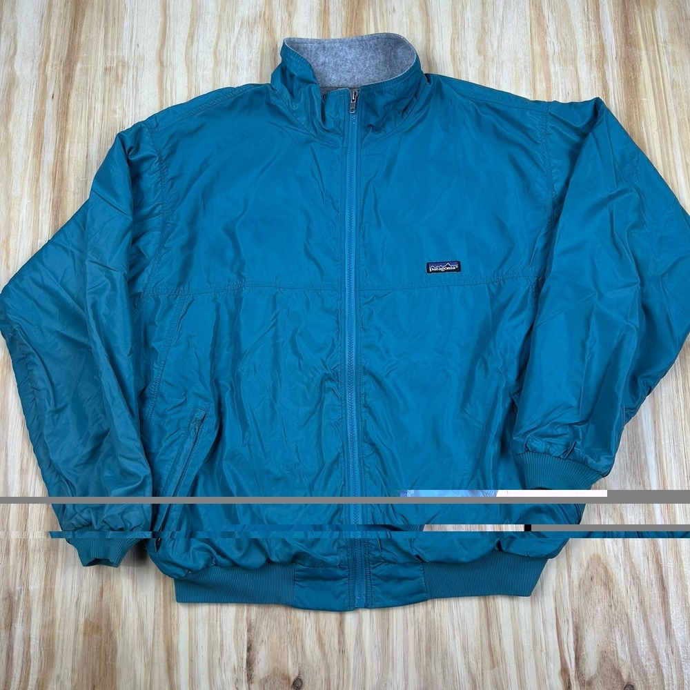 Vintage Patagonia Shelled Synchilla Jacket Mens 2XL‎ Teal Blue Fleece Lined